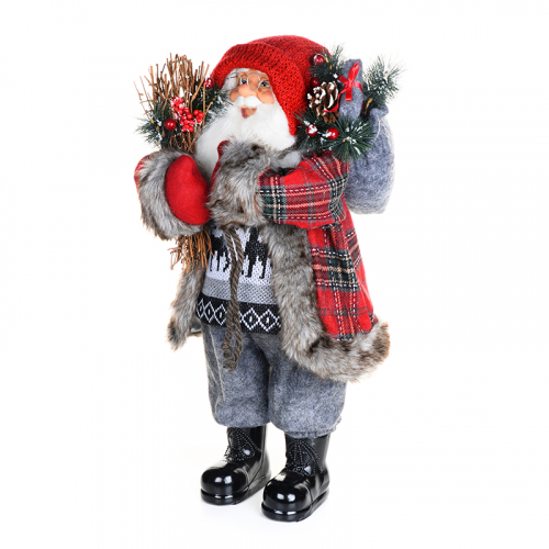 Дед Мороз в Клетчатой Шубе с Хворостом MAXITOYS, 61 см MT-241381-64