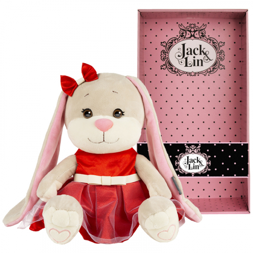 Мягкая Игрушка Jack&Lin, Зайка в Нарядном Красном Платье, 25 см, в Коробке JL-022002-25