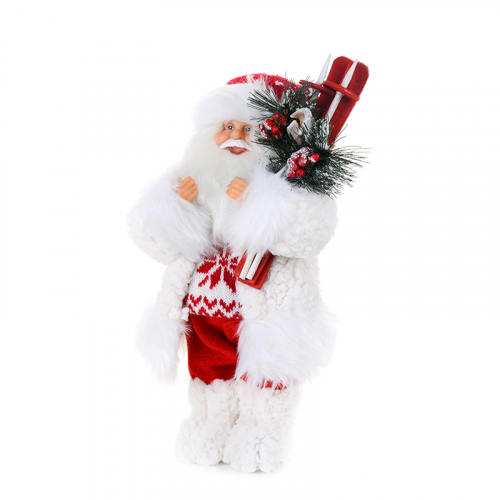 Дед Мороз в Свитере со Снежинкой и Лыжами MAXITOYS, 45 см MT-181620-48