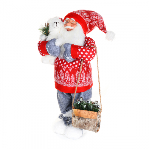 Декоративный Дед Мороз Maxitoys Большой в Красной Шубе с Мишкой, 60 см MT-C031215-60