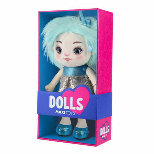 Мягкая Игрушка Maxitoys Dolls, Кукла Карина в Сине-Серебряном Платье, 35 см, в Коробке MT-MRT121912-35
