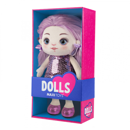 Мягкая Игрушка Maxitoys Dolls, Кукла Василиса в Фиолетовом Платье, 35 см, в Коробке MT-MRT121910-35