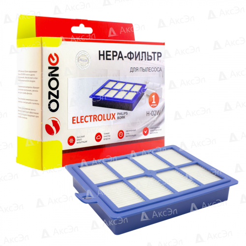 HEPA фильтр для пылесоса ELECTROLUX, PHILIPS, AEG, BORK, многоразовый моющийся, 1 шт., бренд: OZONE, арт. H-02W, тип оригинального фильтра: EFH12W