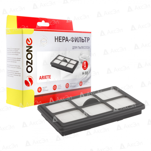 HEPA фильтр для пылесоса ARIETE 2788, 1 шт., многоразовый моющийся, бренд: OZONE, арт. H-93, тип оригинального фильтра: 4052