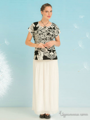 Блуза Valeria Lux 72390, черный, белый, перья