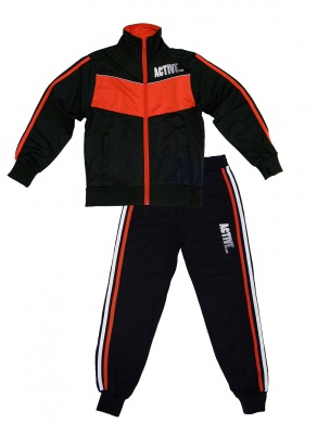 Детский трикотажный набор для мальчиков: толстовка с длинным рукавом и брюки JB118-T701-808 Черный/Красный
