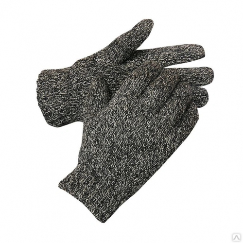 Перчатки вязаные, шерстяные, двухслойные, цвет серый меланж (137-002)