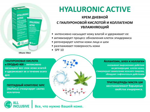 HYALURONIC ACTIVE	крем дневной с гиалуроновой кислотой и коллагеном увлажняющий