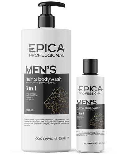 EPICA Men's 3 in 1 Универсальный мужской шампунь для волос и тела