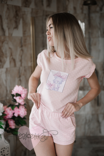 Женская пижама Д 82 (горох на розовом)