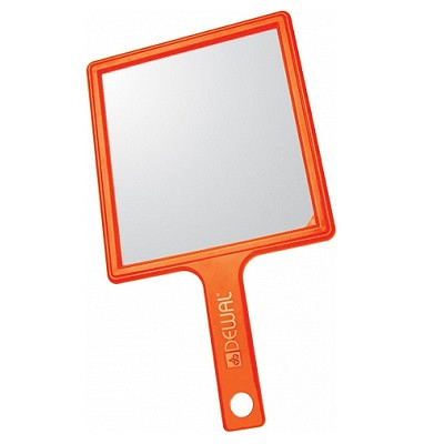 Зеркало заднего вида пластик оранж с ручкой 21,5*23,5см DEWAL