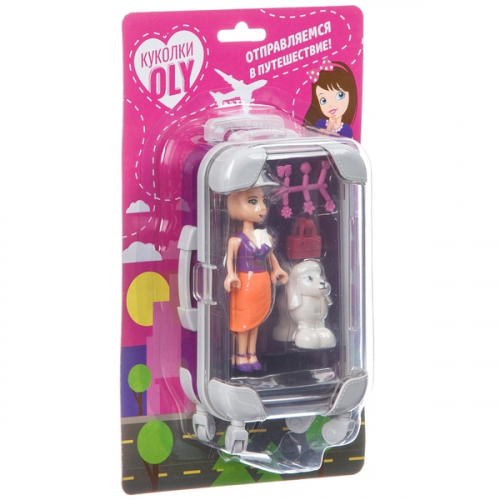 Игровой набор Bondibon «OLY» Кукла с пуделем в фиолетовом чемодане