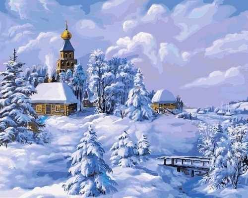 137-AB Зима в деревне (Белоснежка)