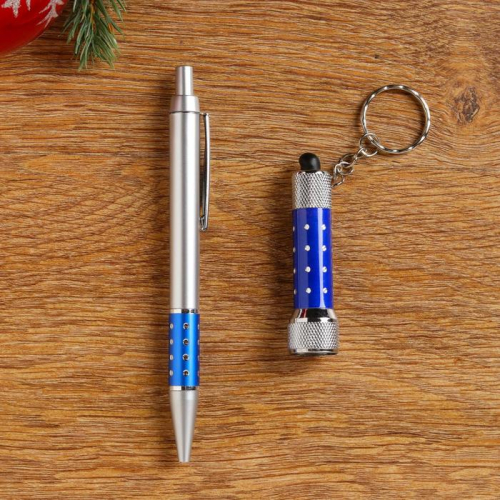 Набор подарочный 2в1 (ручка, фонарик синий)