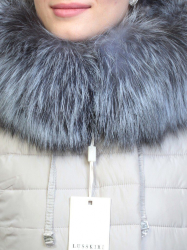 8158 Пальто зимнее женское (холлофайбер, натуральный мех чернобурки) размер L - 48 российский