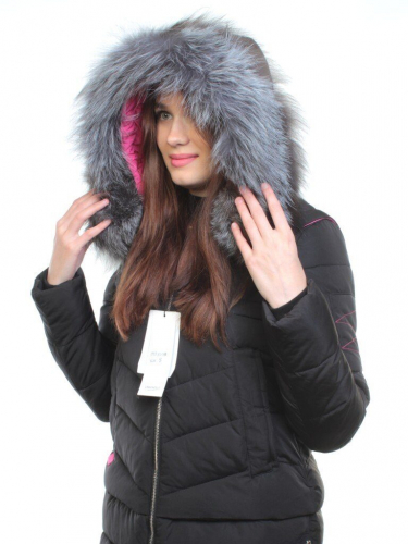163-096 Пальто зимнее женское (холлофайбер, натуральный мех чернобурки) размер 42