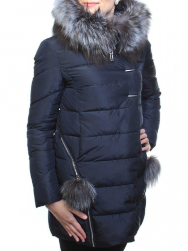 029 Пальто зимнее женское (холлофайбер, натуральный мех чернобурки) размер 42