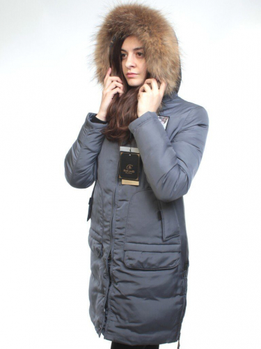 17-23 Пальто зимнее женское (холлофайбер, натуральный мех лисицы) размер M - 44 российский