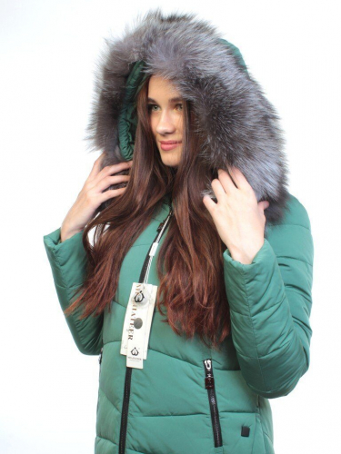 M16-78 Пальто зимнее женское (холлофайбер, натуральный мех чернобурки) размер S - 42 российский