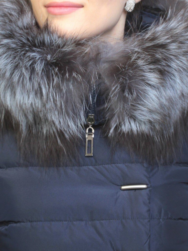 029 Пальто зимнее женское (холлофайбер, натуральный мех чернобурки) размер 42