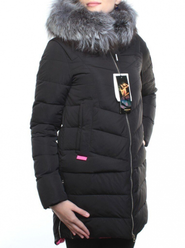 163-096 Пальто зимнее женское (холлофайбер, натуральный мех чернобурки) размер 42