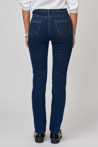 Зауженные синие джинсы на БАЙКЕ (ряд 44-56) арт. SK73139-4108M-2