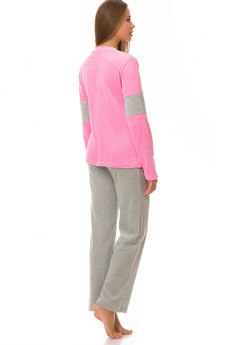 Комплект (толстовка+брюки) #67925Розовый/серый