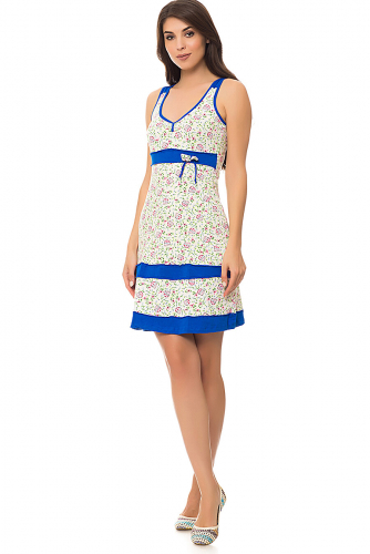 Платье #64305Молочный/Синий