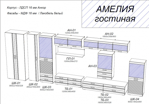 Гостиная аурелия стенд мебель