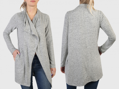 Серый женский кардиган Z Supply – минималистичный дизайн с акцентом на типе вязки и расцветке №801