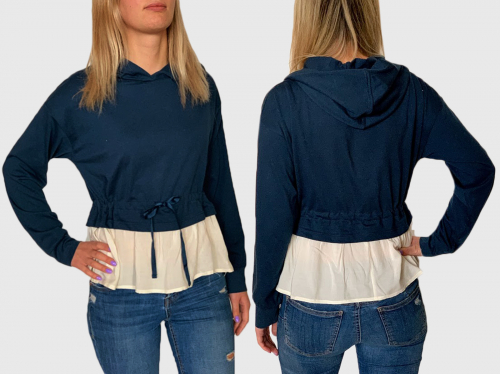 Женская комбинированная кофта-блуза Bossini – трендовый гибрид рубашки и толстовки №710