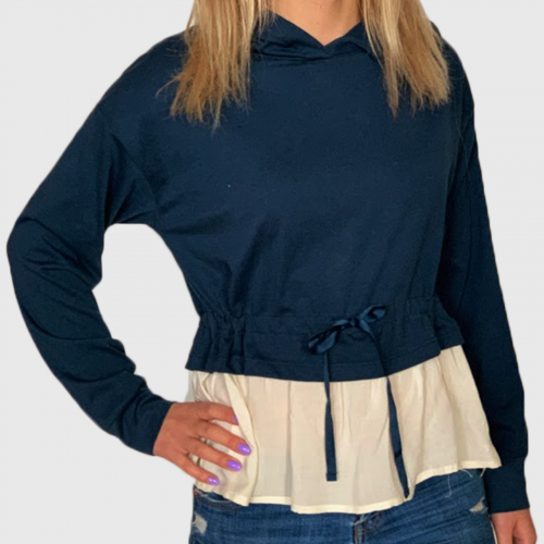 Женская комбинированная кофта-блуза Bossini – трендовый гибрид рубашки и толстовки №710