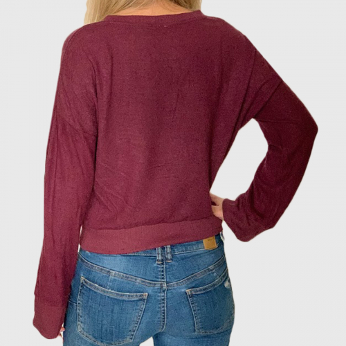 Бордовая женская кофта Z Supply – удлиненные рукава, открытая шея, расслабленная линия плеч №811
