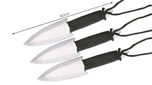 Тренировочные ножи для метания Мастер-К  (3 шт., паракорд, чехол) №188