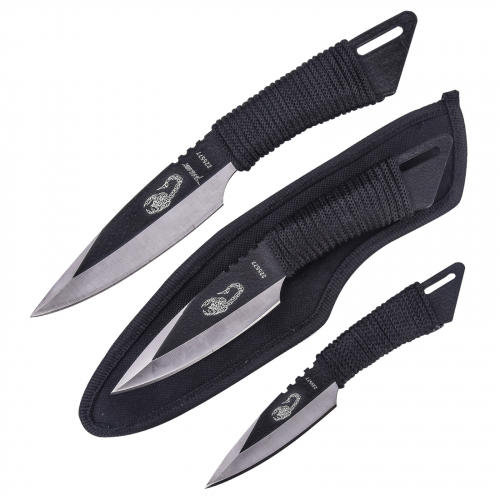 Тренировочные ножи с плетеной рукоятью Anlook 225577 - шикарный подарок для ножеманов - недорогие метательные ножи, можно использовать как ножи для выживания. Качественная сталь и спеццена от нашей фабрики-партнера! №1248
