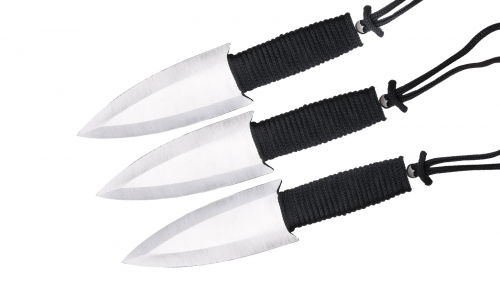Тренировочные метательные ножи Мастер-К Black  (3 шт., паракорд, чехол) №189