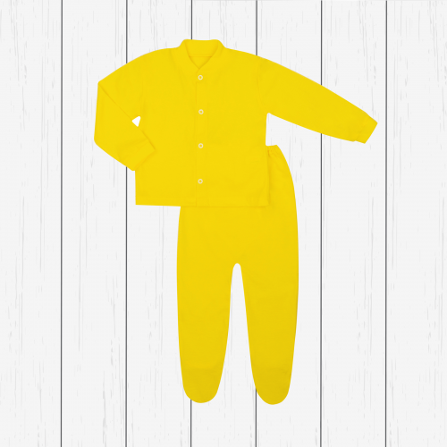 Детский трикотажный комплект: кофточка и ползунки (кулирка) арт.713г-желтый