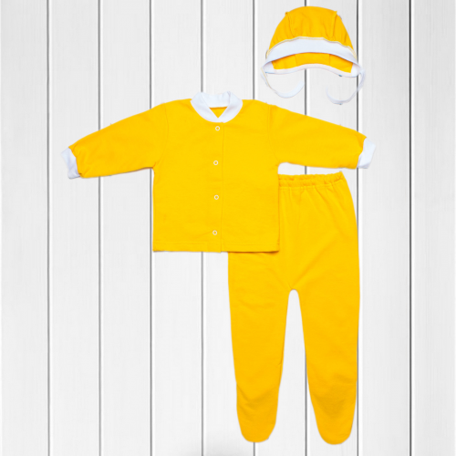 Комплект для малыша: рубашка, чепчик и ползунки арт.712г-желтый