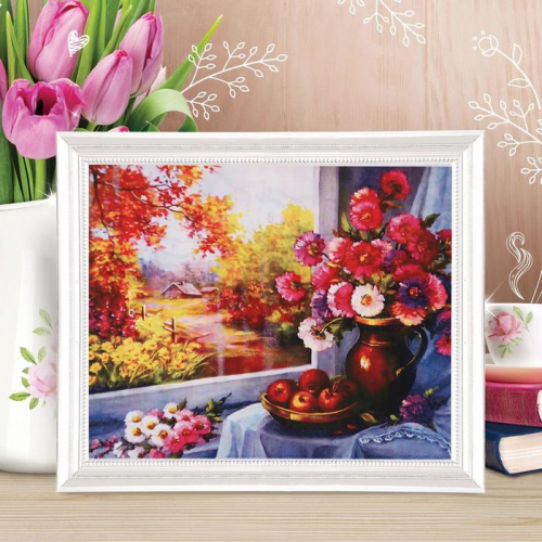 Роспись по холсту «Осенний букет» по номерам с красками по 3 мл+ кисти+крепеж, 30×40 см