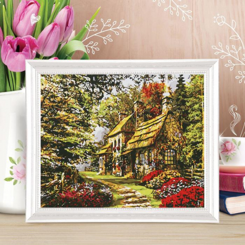 Роспись по холсту «Прелестный дом» по номерам с красками по 3 мл+ кисти+крепеж, 30×40 см