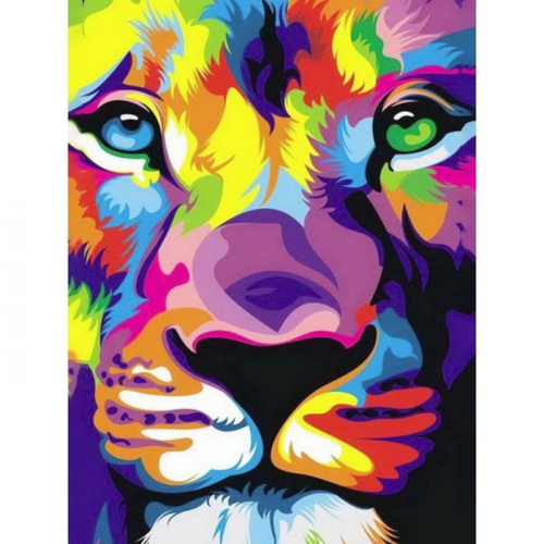 Алмазная мозаика с полным заполнением «Взгляд льва» 15 x 20 см
