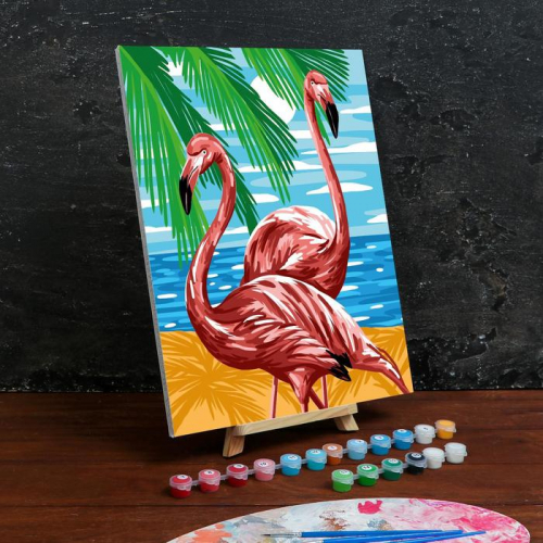 Картина по номерам на холсте с подрамником «Фламинго» 30×40 см