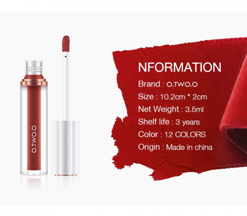 Матовый блеск O.TWO.O Matte liquid lipstick №12 (1009) 3 ml