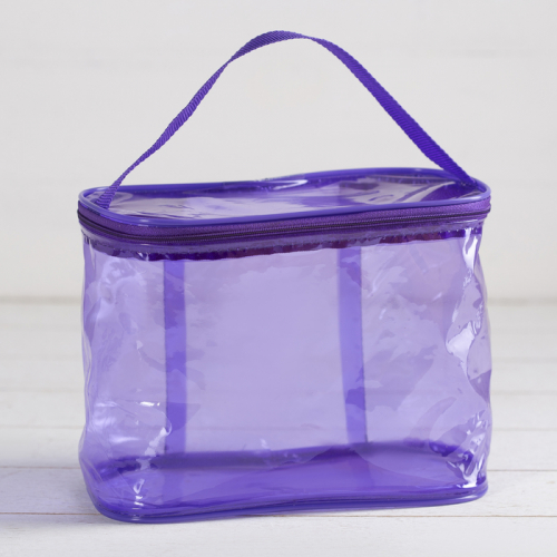 Косметичка-сумочка, отдел на молнии, с ручкой, цвет фиолетовый