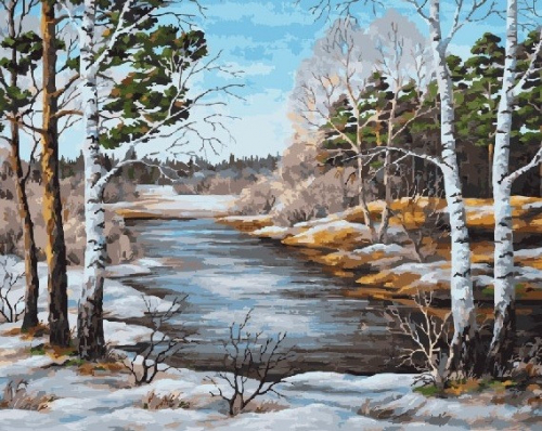 Картины по номерам 40х50 Зимняя река