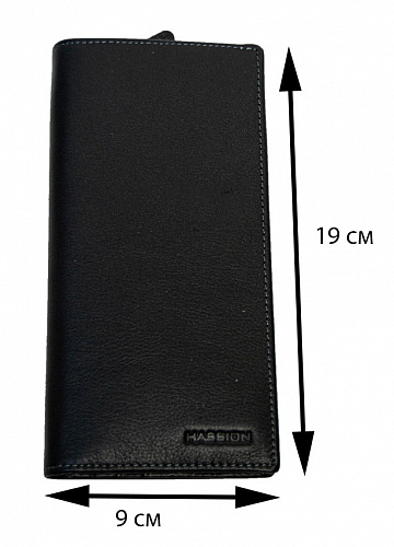 h-054 black- кошелек HASSION натуральная кожа 19х9