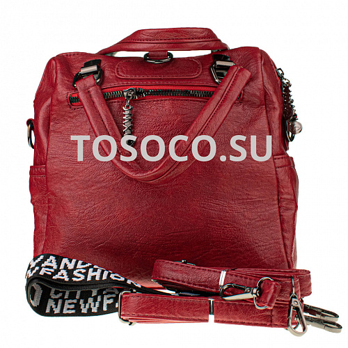 685-6 красная сумка-рюкзак экокожа 24х27х12