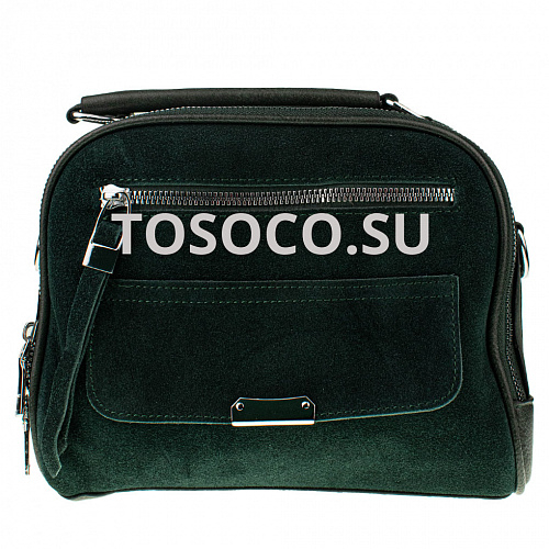 150 зеленая сумка натуральная замша+экокожа 17х23х11