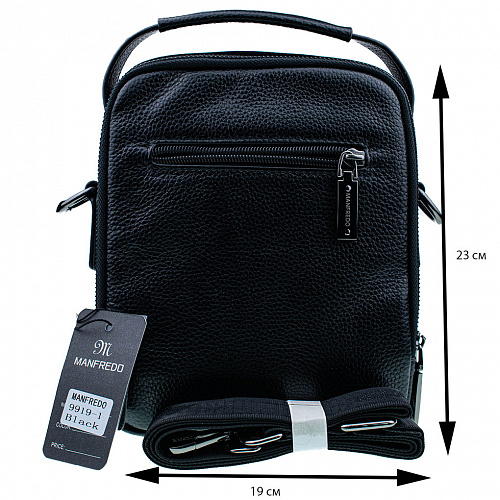 9919-1 black сумка MANFREDO натуральная кожа 19х23х7
