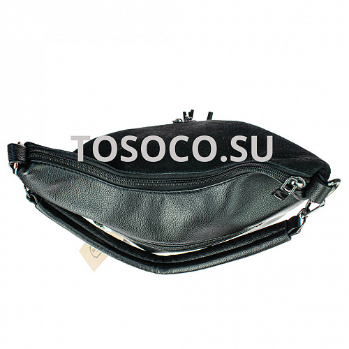 kf-384-1 black сумка натуральная замша+экокожа 23х27х12